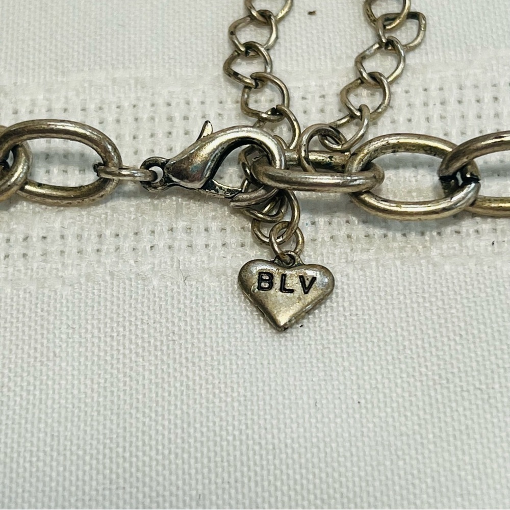 BLV Chunky‎ Chrm Necklace Pearl Beads Blk Wht Slvr EUC - Picture 7 of 9